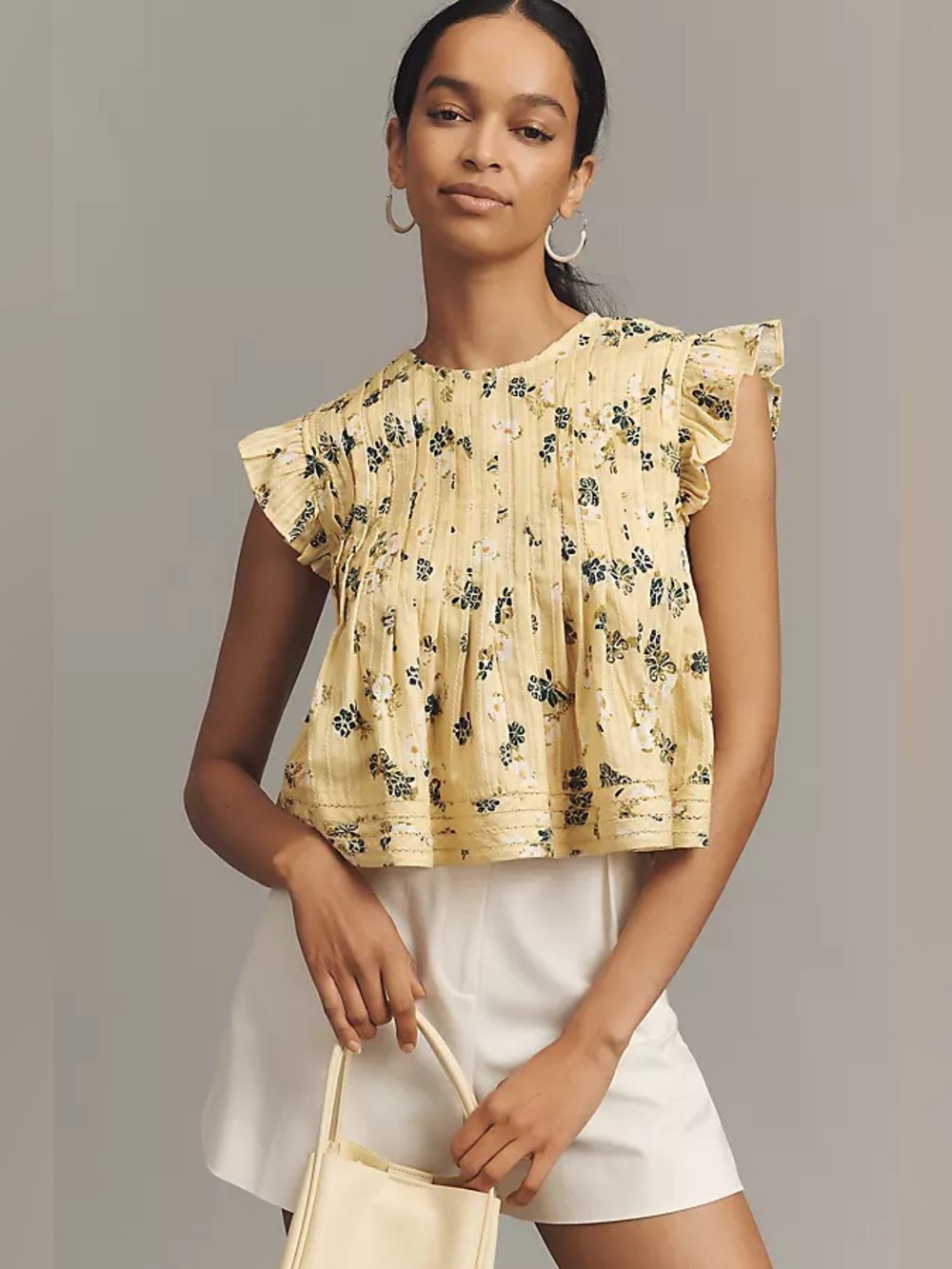 Anthropologie Pilcro Jade Pleated Swing Top